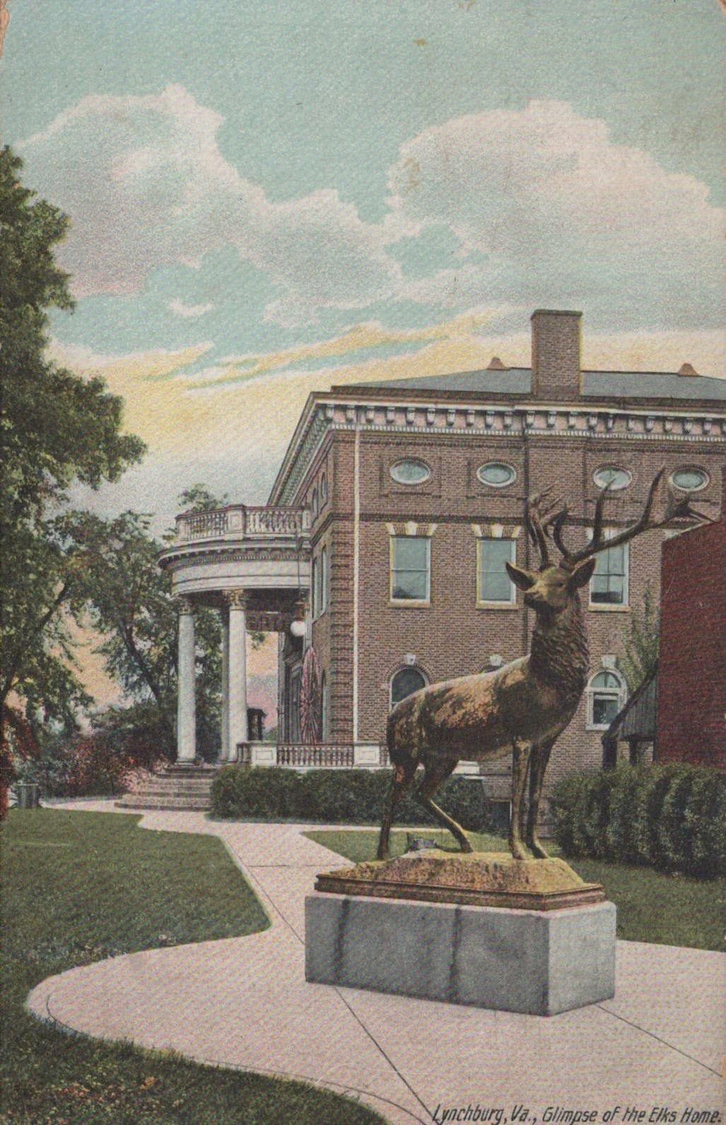 Postcard Glimpse of the Elks Home Lynchburg VA 