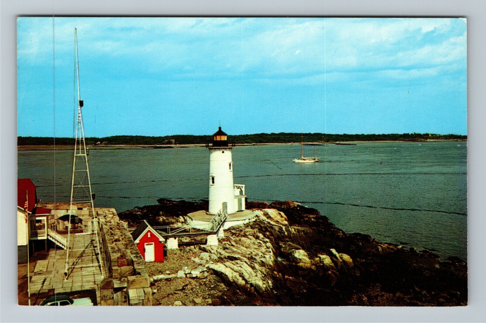 Portsmouth NH-New Hampshire, New Castle Lighthouse, Harbor Vintage Postcard