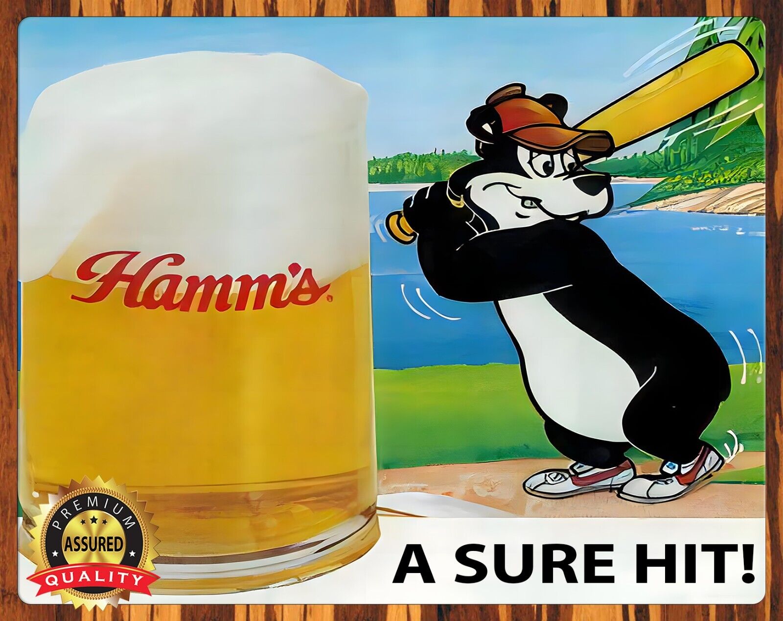 Hamm's Beer - A Sure Hit - Baseball - Metal Sign 11 x 14