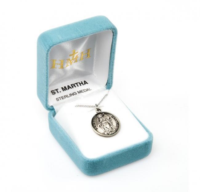 Patron Saint Martha Beautiful Round Sterling Silver Medal Size 0.9in x 0.7in