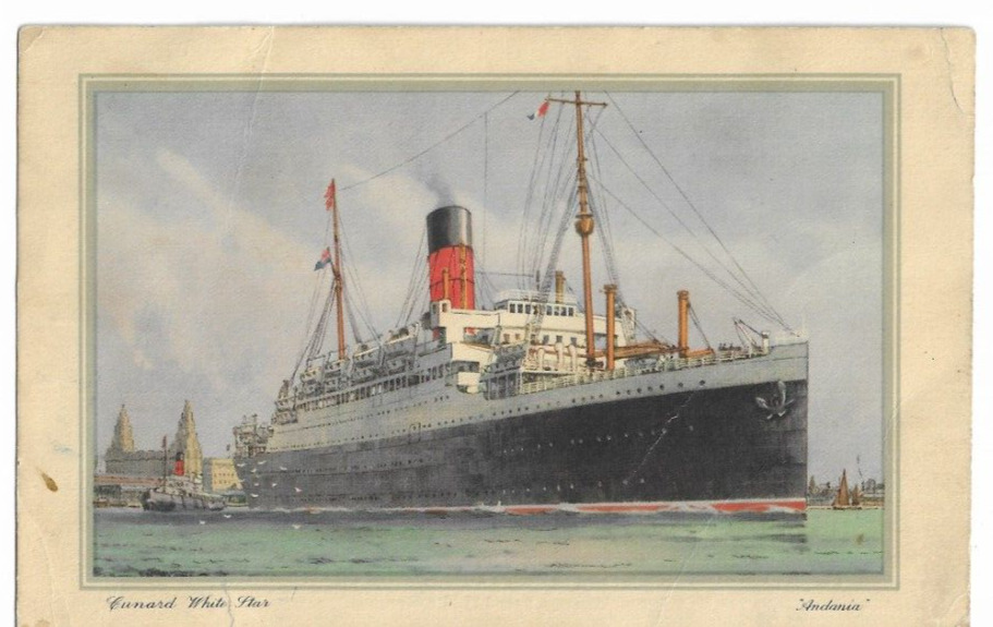 Cunard White Star R.M.S. Andania Abstract Log Liverpool to Boston N.Y. 1/20/1939
