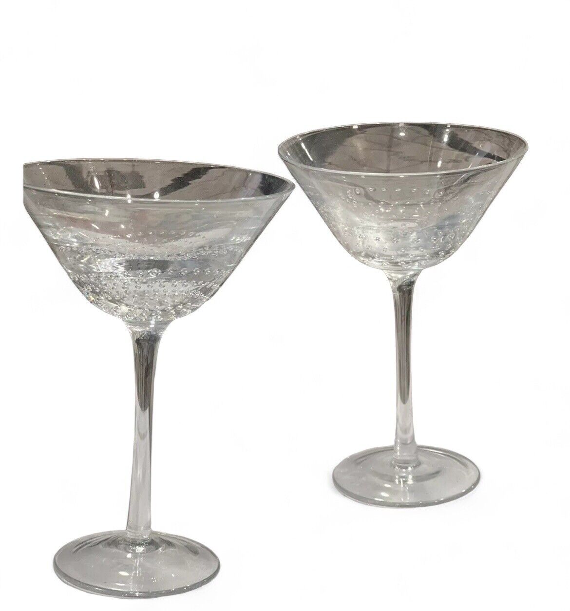 PIER 1 Martini Bubbles Set Of 2 Glass Stemware Celestial Swirl Clear Bullicante