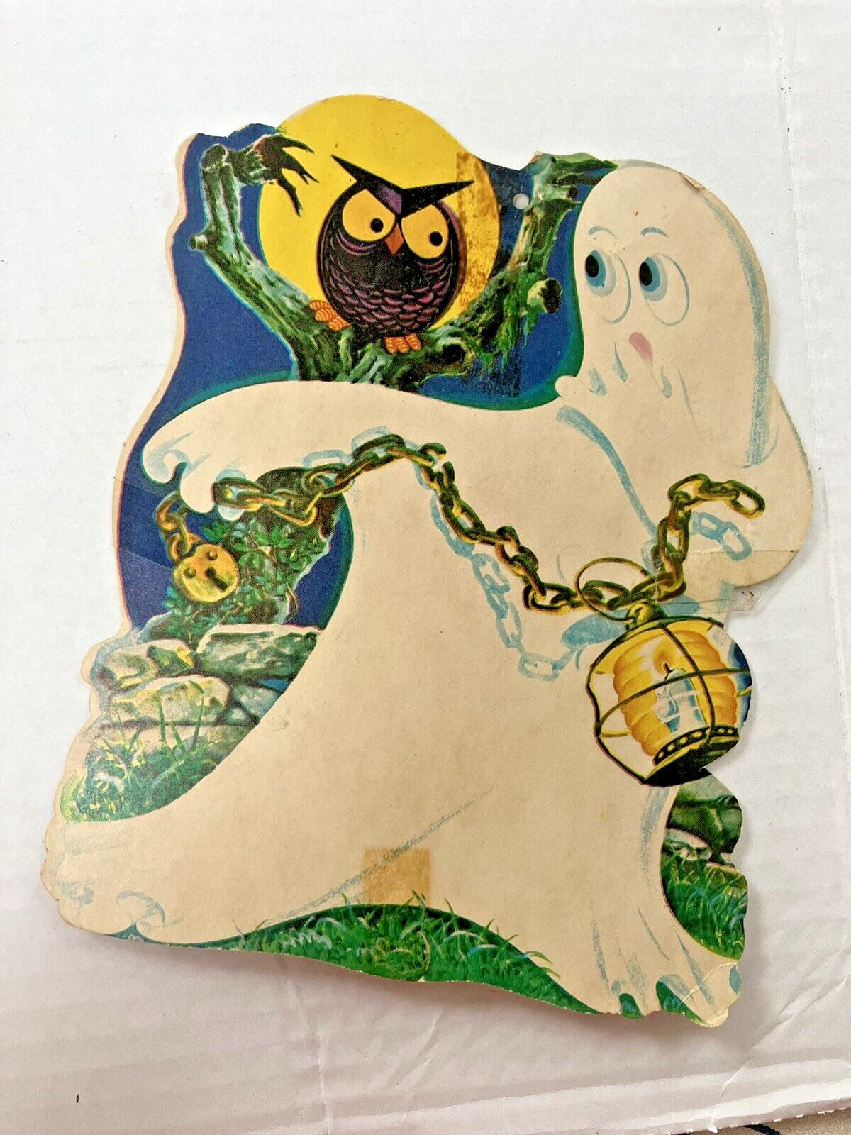 Vintage Halloween  Die Cut Ghost & Owl Likely Dennison