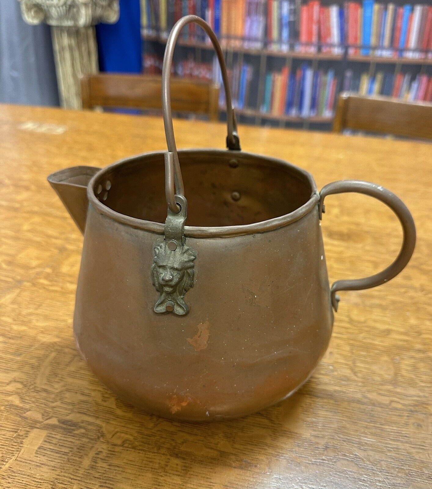 Vintage Copper Kettle Dovetailed Made in Holland Lions Heads