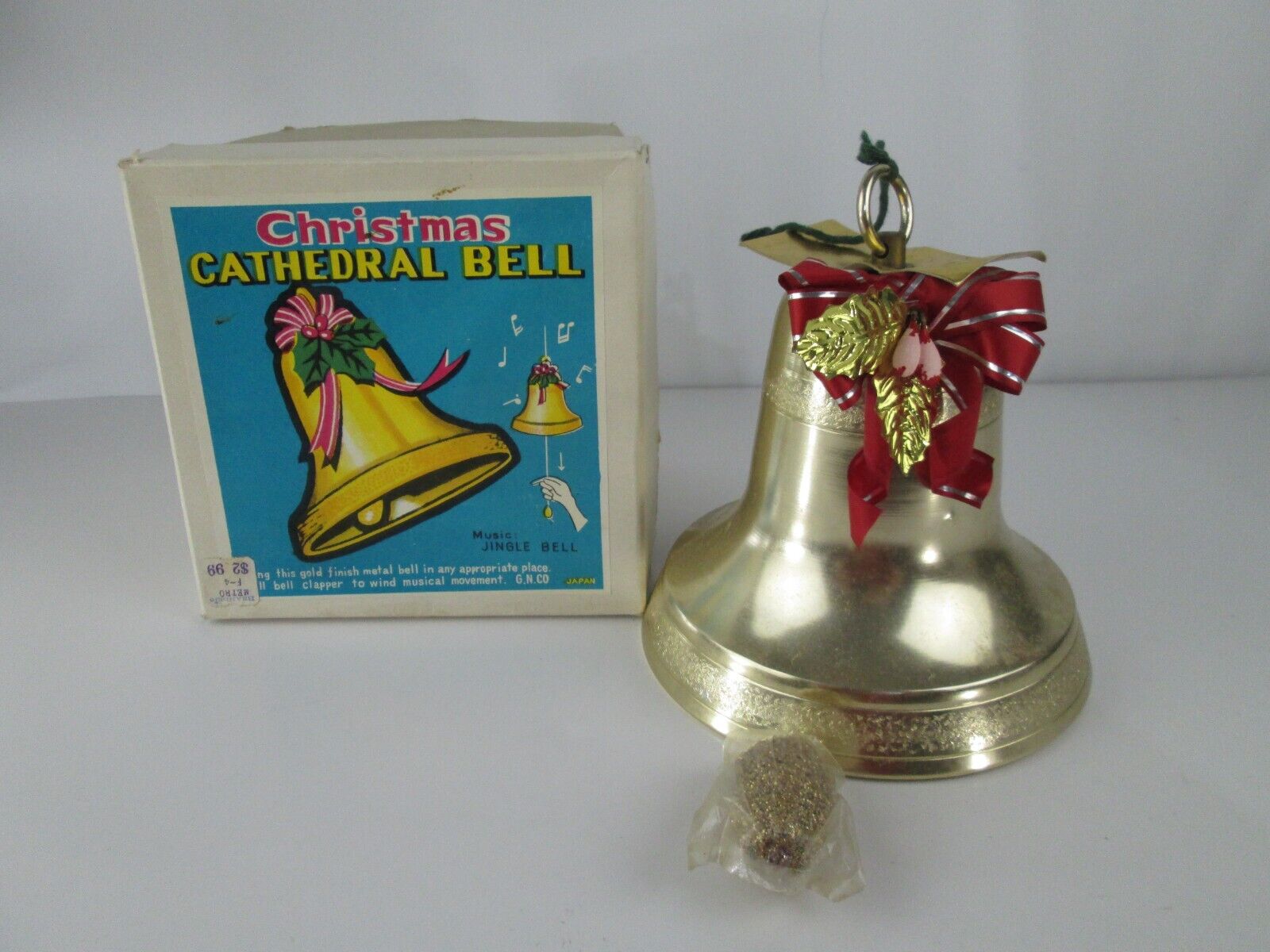 VTG 1960\'s Christmas Cathedral Bell Musical Decoration Jingle Bells in Box