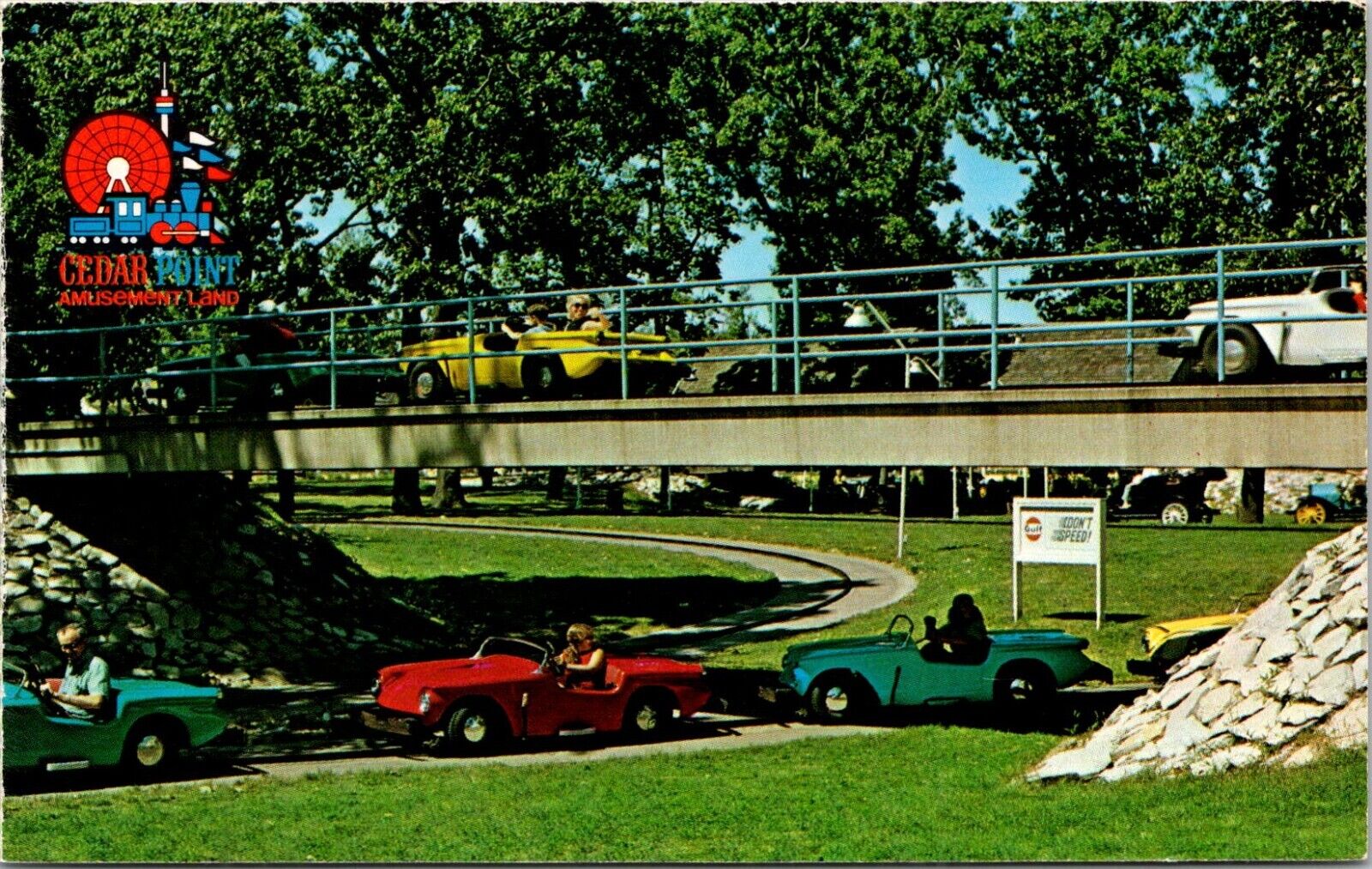 Sandusky Ohio OH Cedar Point Amusement Park G Turnpike Cars c1970s Postcard