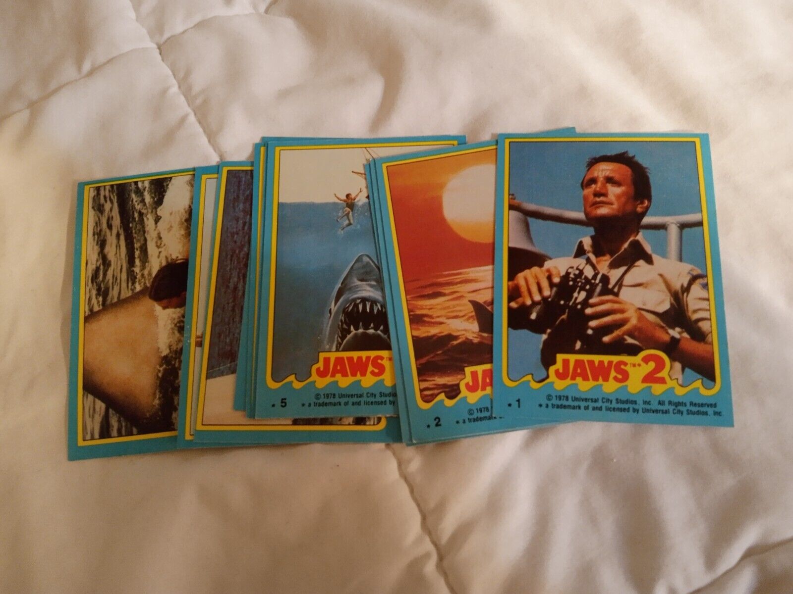 1978 Topps JAWS 2 Complete 11 Sticker Card Set Roy Scheider Near Mint , Mint