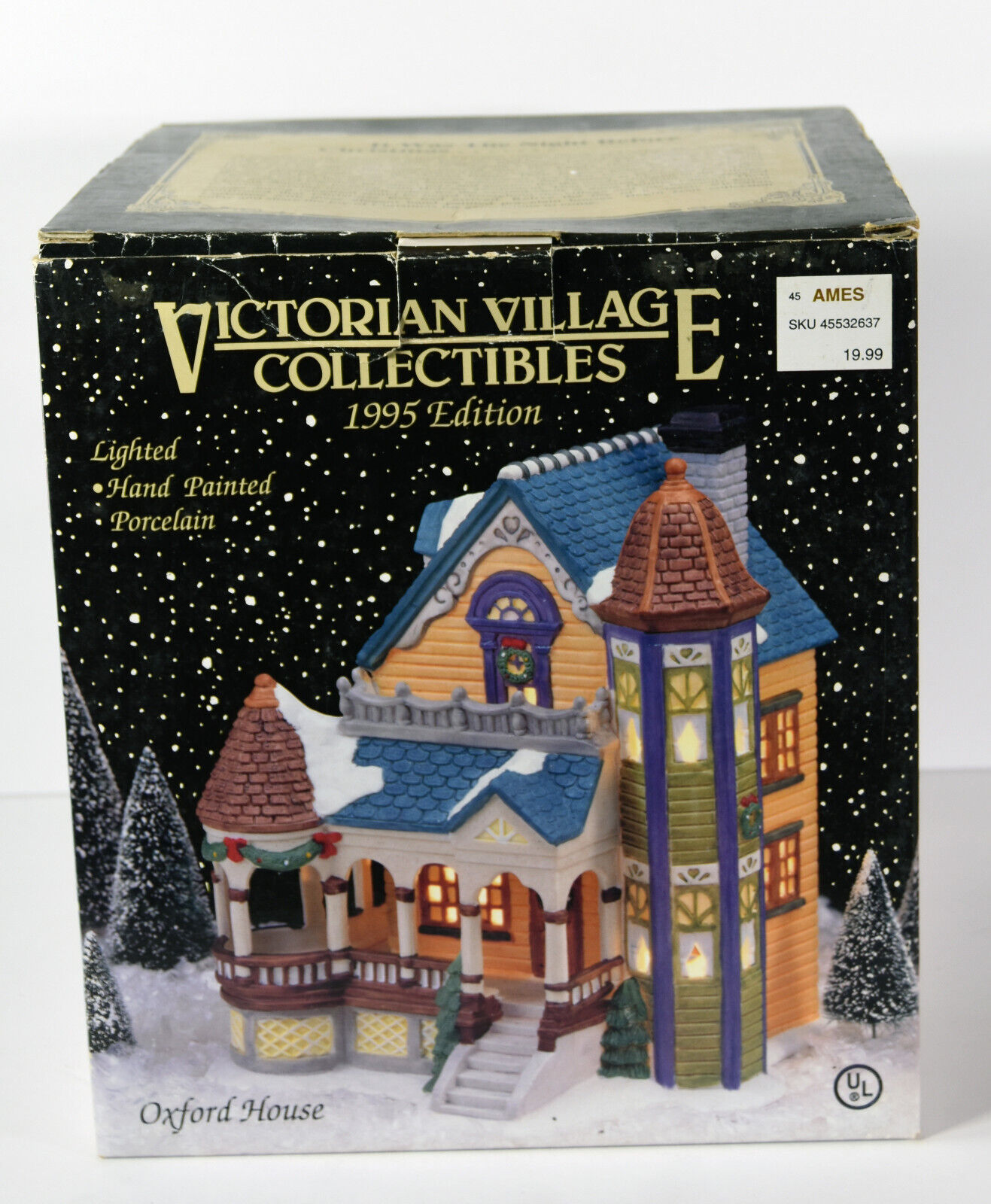 Vtg 1995 Oxford House Porcelain Victorian Lighted Village Christmas Decor