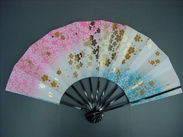 Sensu Fan Kimono 4719 Japanese Dance Fan 29Cm Cherry Blossom Pattern Gold Leaf P