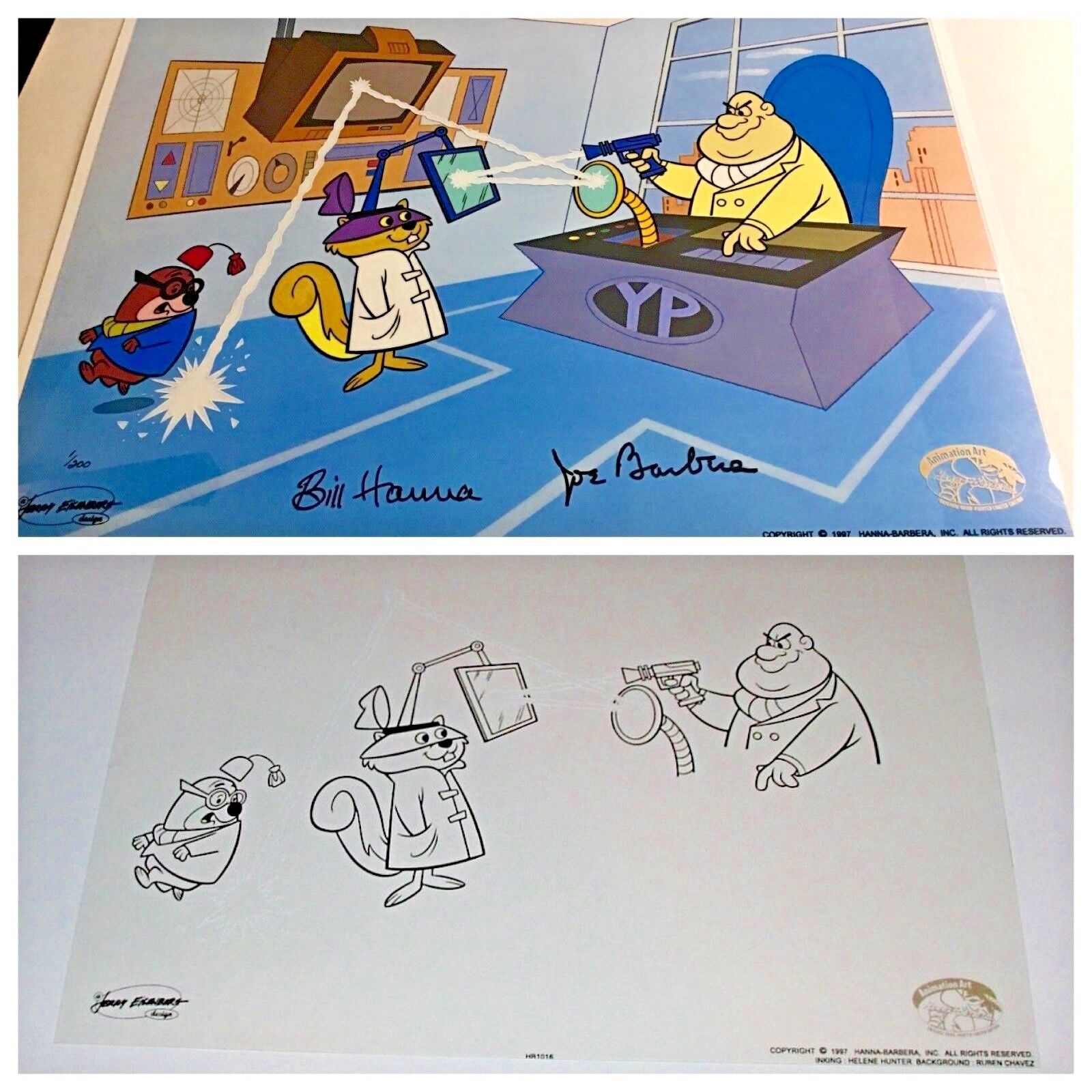 Hanna Barbera Cel Signed Secret Squirrel Yellow Pinkie Rare Number 1 Art Cell