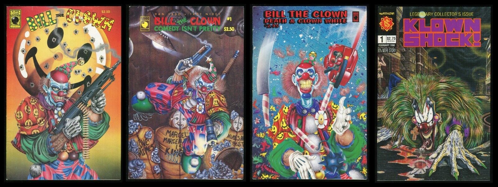 Bill the Clown 1 Comedy Isn\'t Pretty Death & Clown White + Klownshock Comic Lot