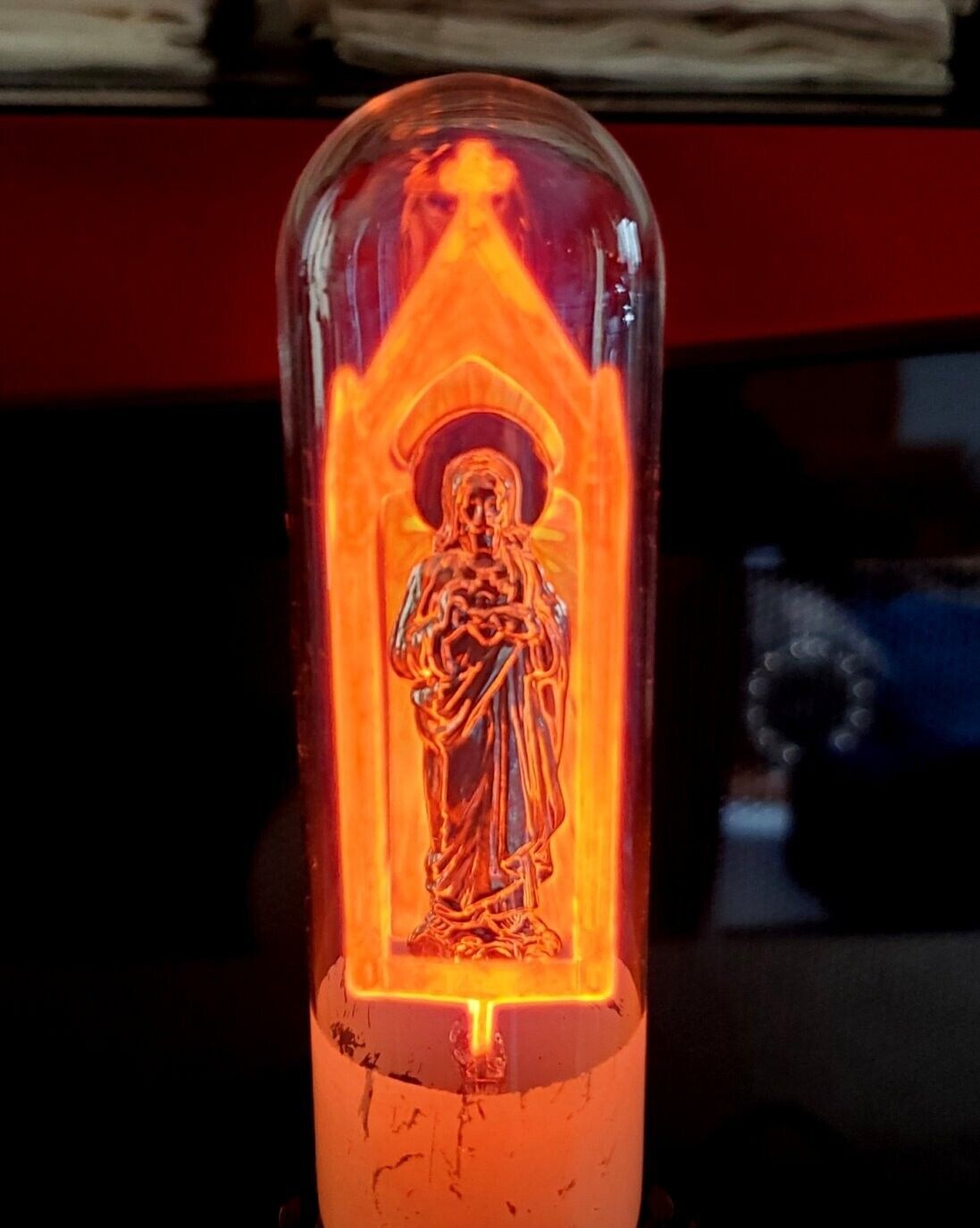 Vintage Aerolux Light Bulb Sacred Heart Jesus Religious Neon Glow