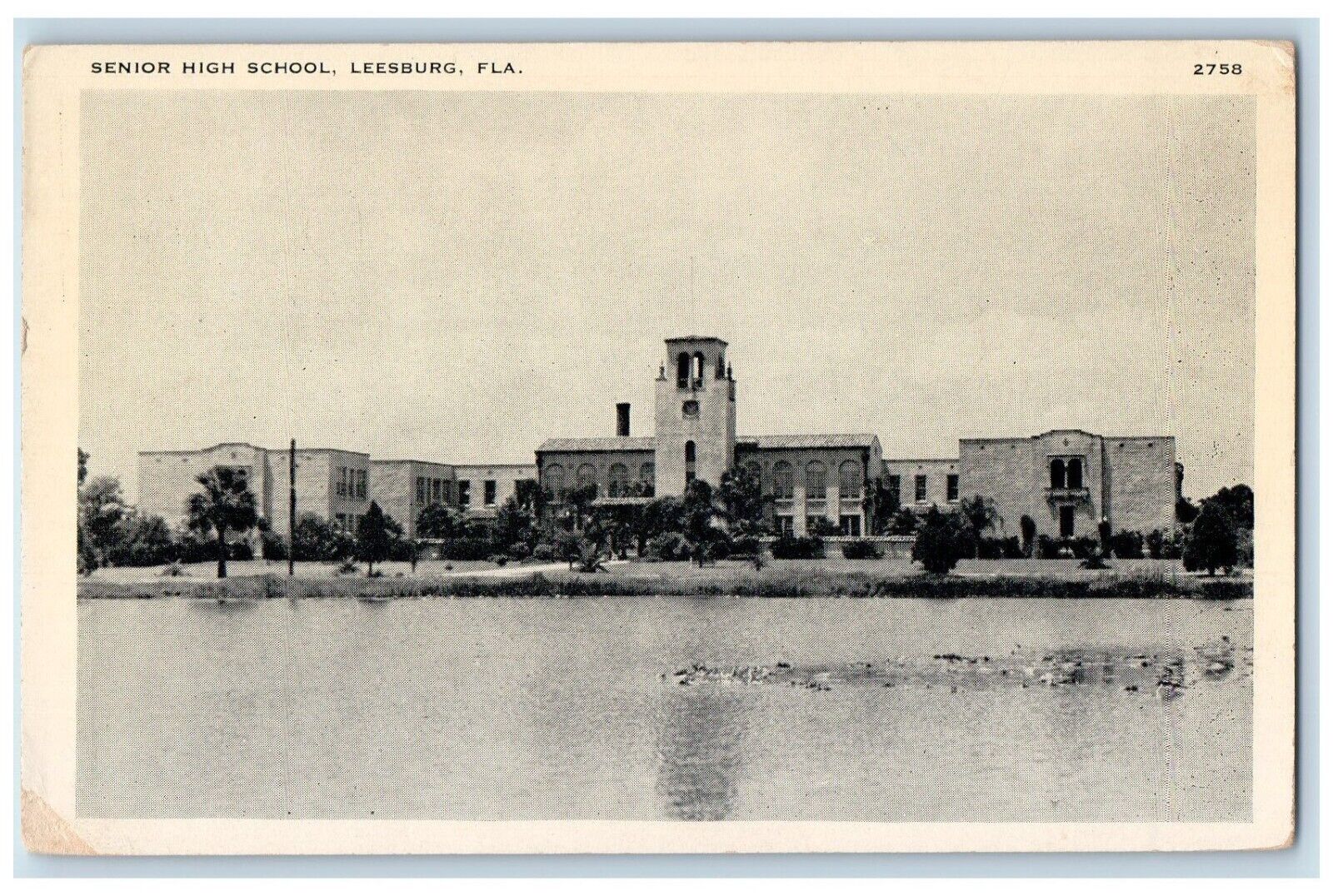 c1920\'s Overlooking Senior High School Leesburg Florida FL Vintage Postcard