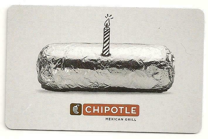 Chipotle no value collectible gift card mint #01 Candle on Burrito