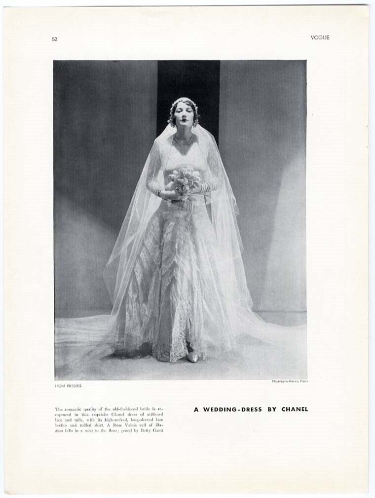 Coco CHANEL Wedding Dress 1930 Bride Fashion Ad HOYNINGEN HUENE Photographer