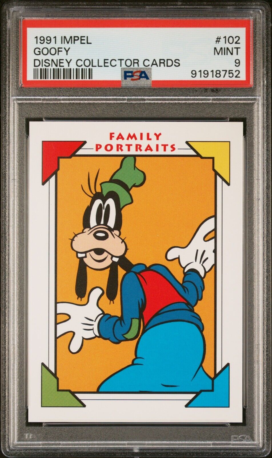 PSA 9 Mint 1991 Impel Disney Collector Cards Family Portraits #102 Goofy