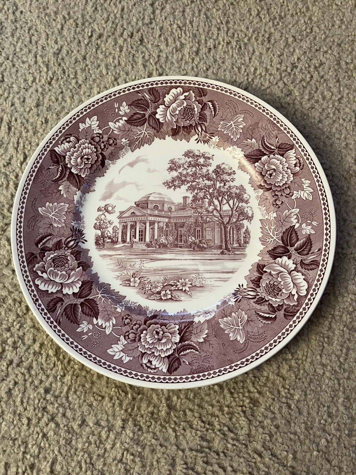 Wedgwood “Monticello” Home Of Thomas Jefferson Red Souvenir Antique Plate