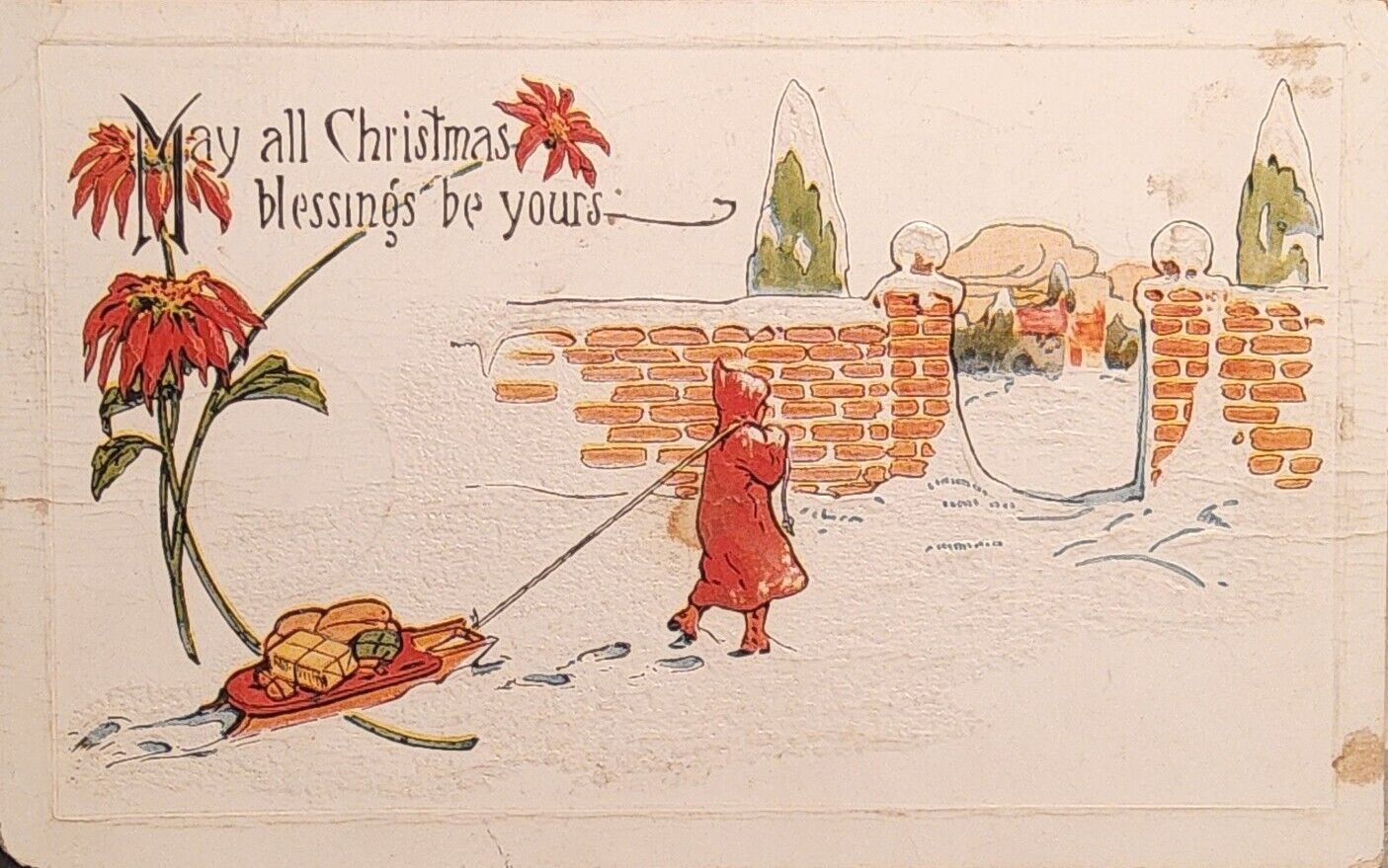 1922 Christmas Greetings Postcard \
