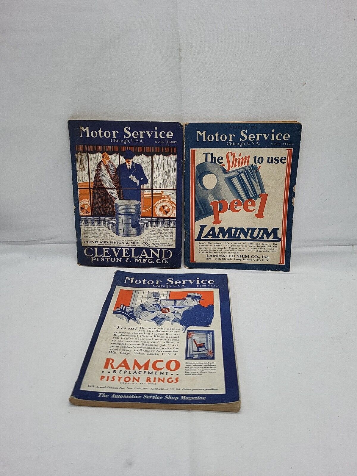 1926,28,30 Motor Service magazines. Ads Snap-On Ramco Black & Decker Prestone 