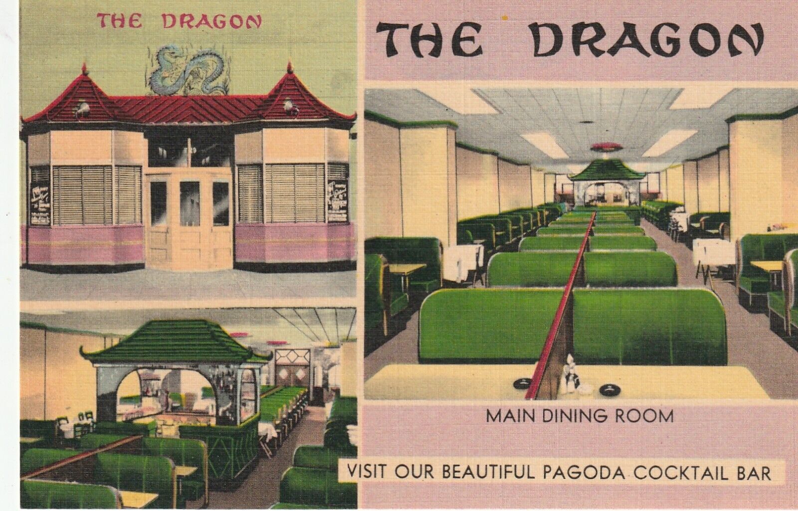 Postcard Washington DC The Dragon Chinese Restaurant Cocktail Bar Interior