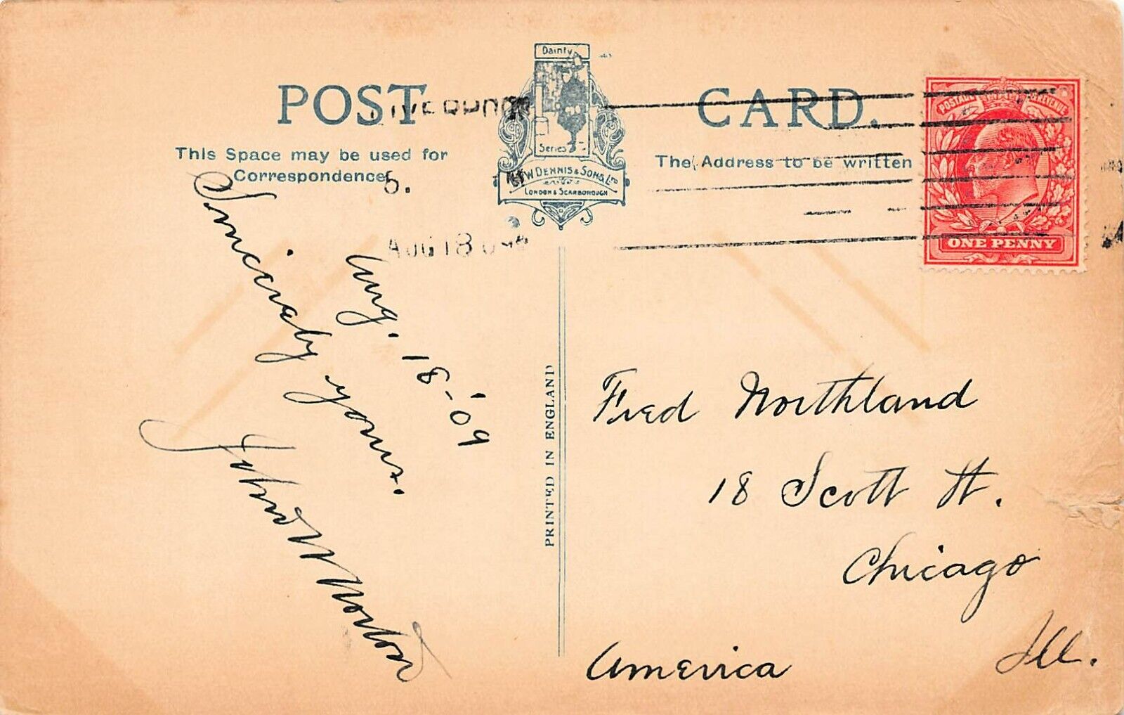 King Edward VII Stamp 1909 One Penny British Royal Cathedral Vtg Postcard B6