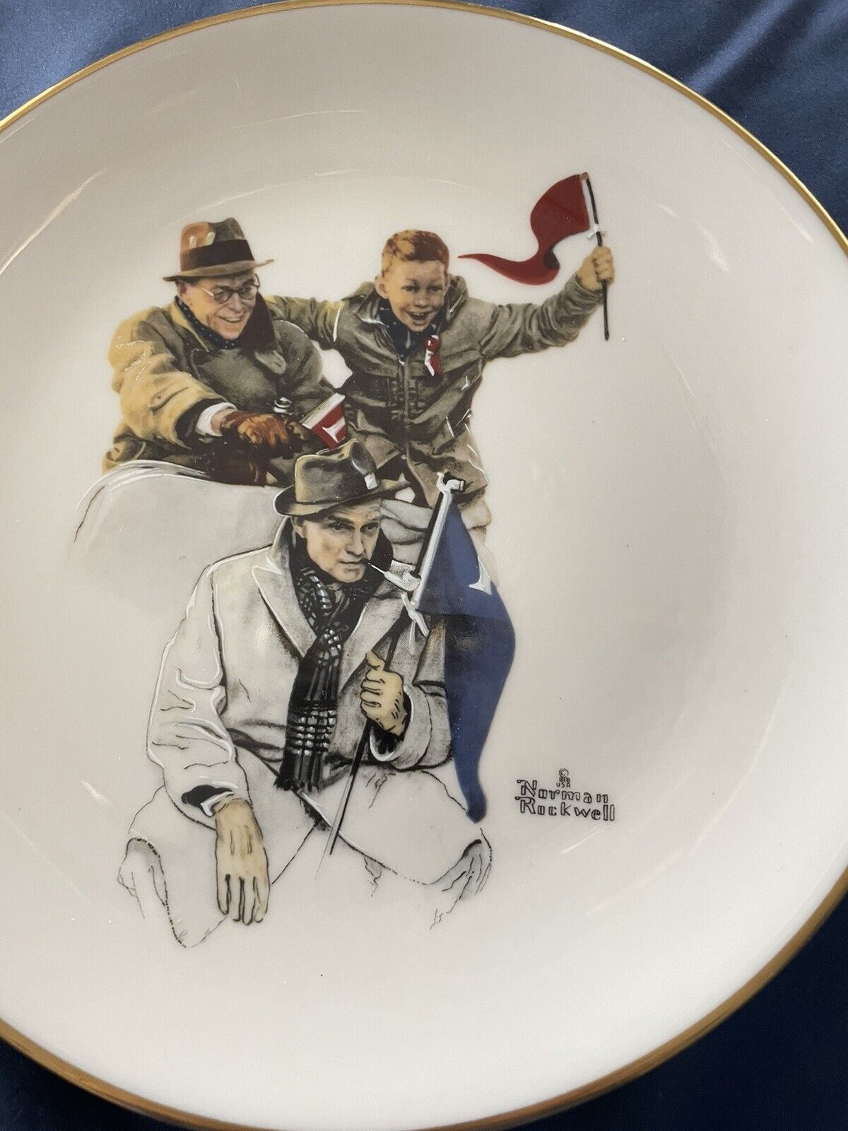 Gorham Norman Rockwell 1962 Fall- Cheering The Champ 1982 Limited Edition Plate 