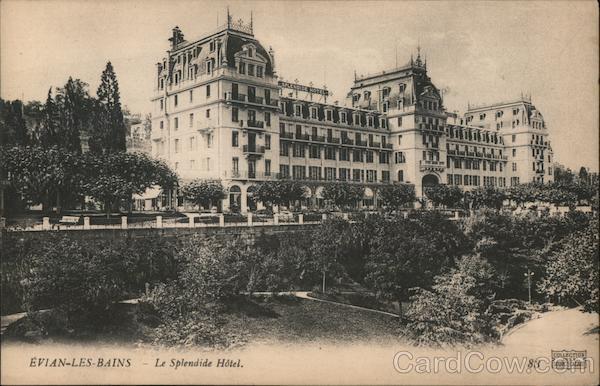 France Evian-les-Bains Le Splendide Hotel Postcard Vintage Post Card