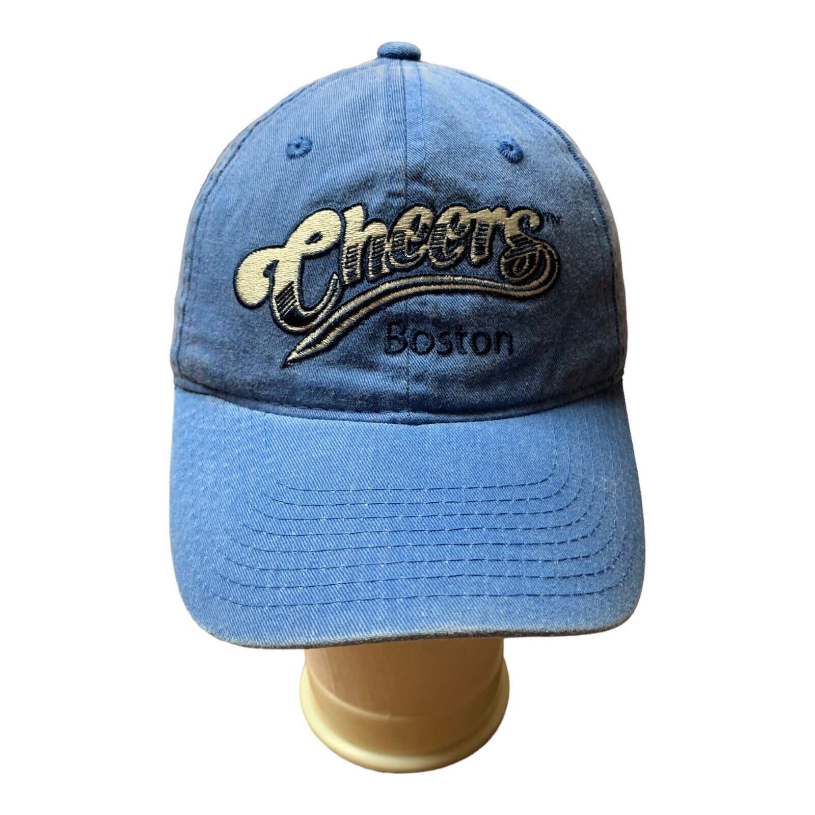 CHEERS Boston Hat Mens Blue Script Cap Strap Back Tavern TV Officially Licensed