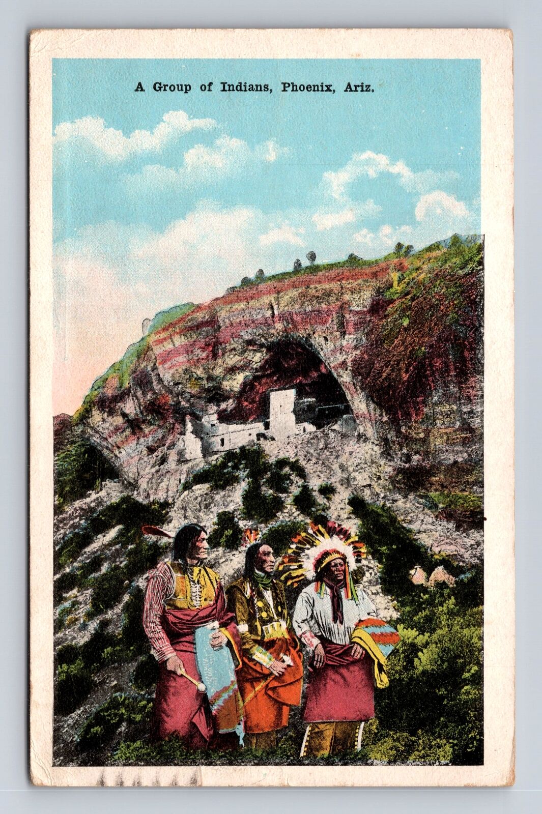 Phoenix AZ-Arizona, Group Of People, Antique, Vintage c1918 Souvenir Postcard