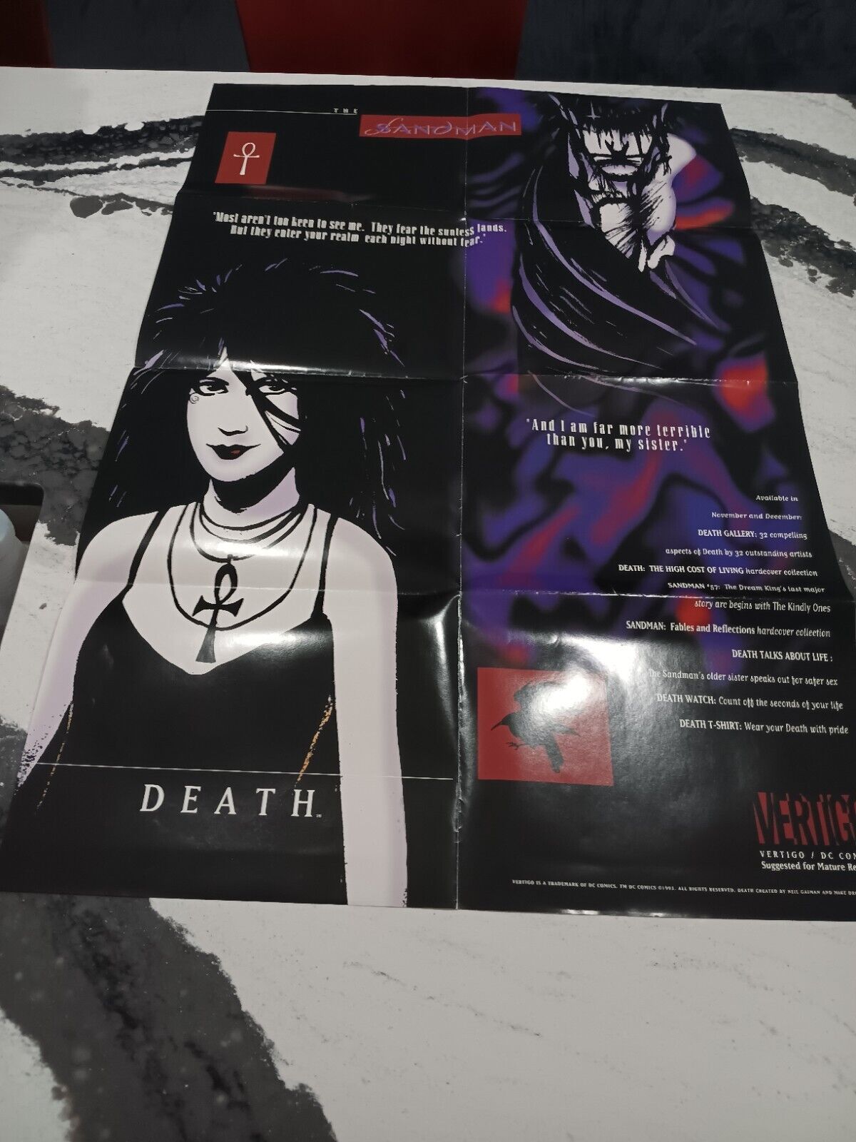 1993 The Sandman *Death *Vertigo 22 x 34 Promo Poster  T272