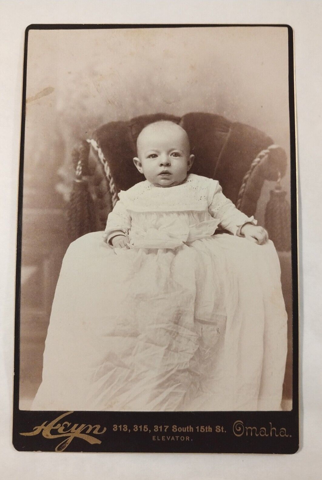 Antique Cabinet Card Photo Well Dressed Christening Gown Victorian Baby Child 