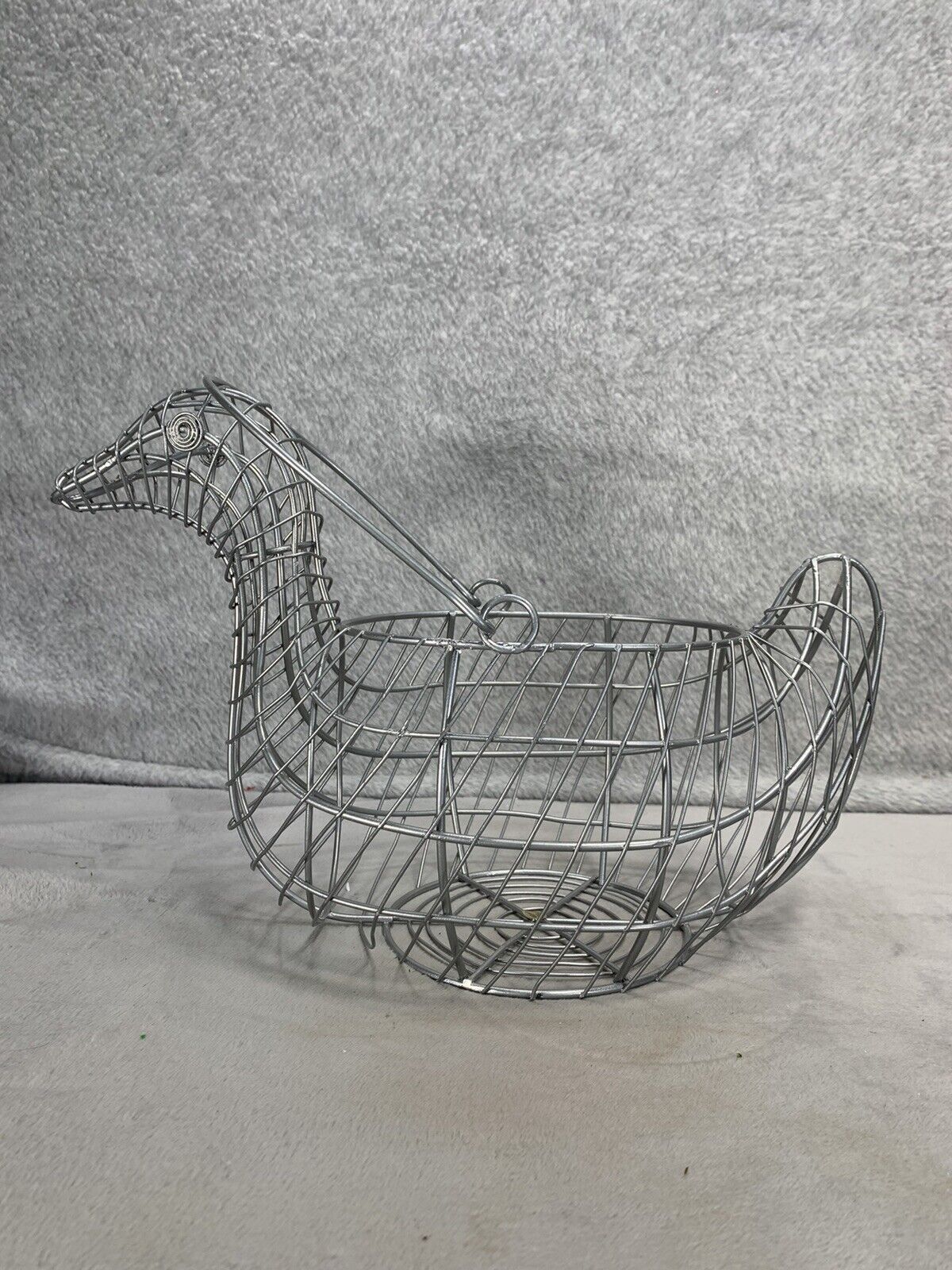 VTG Brass/Metal Figural Duck Basket Shaped Rustic Primitive Farm Decor
