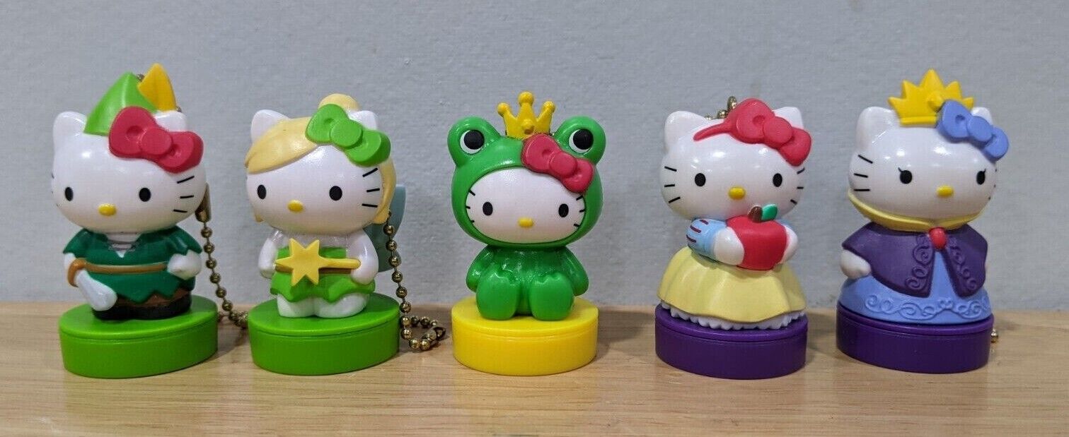 Lot of 5 Hello Kitty Dreamy Cosplay Keychain Stamps Taiwan 7-11 Limited Edition