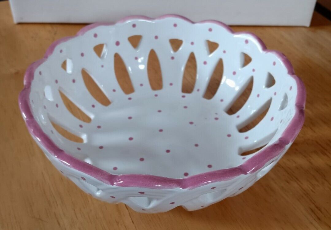 Gmundner Keramik Austrian Pink Dot Open Weave Bowl