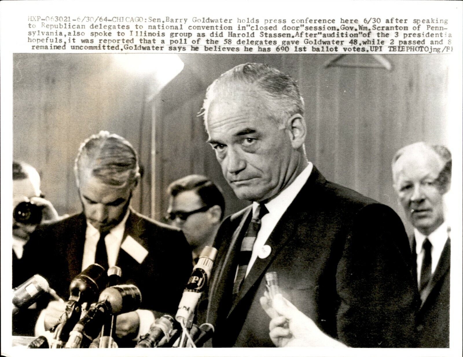 GA150 1964 Wire Photo SEN BARRY GOLDWATER PRESS CONFERENCE PRESIDENTIAL NOMINEE