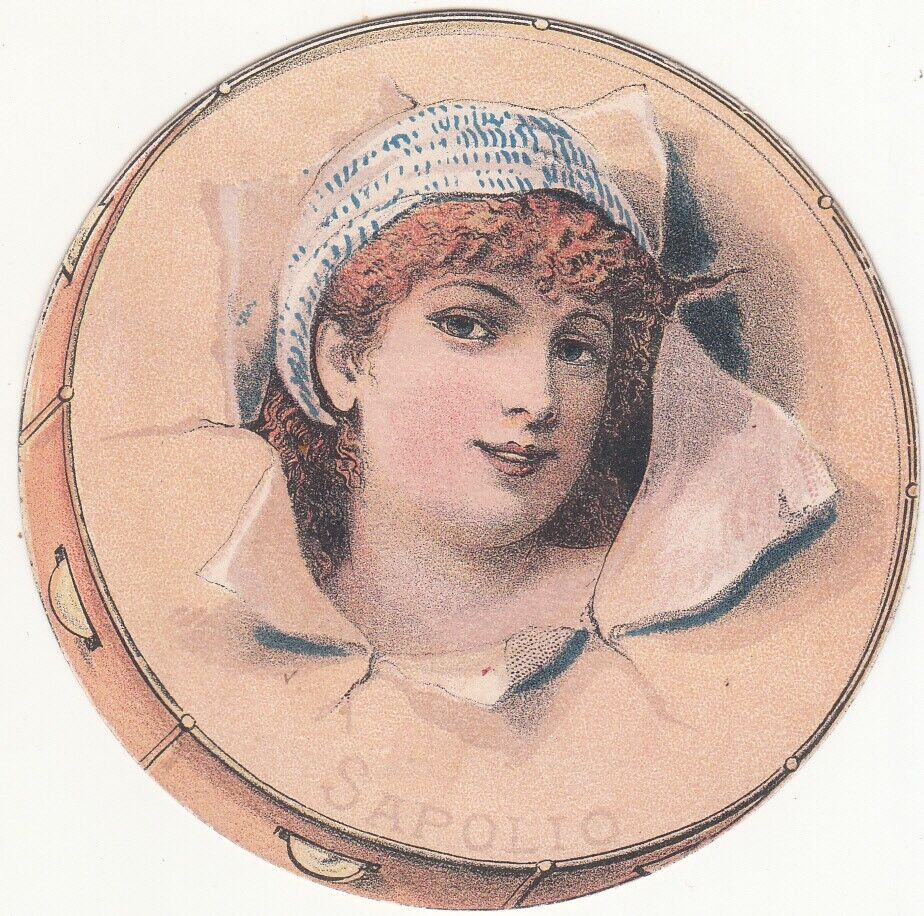 Sapolio Enoch Morgan Sons Cleanser Tambourine Lady Vict Card c1880s