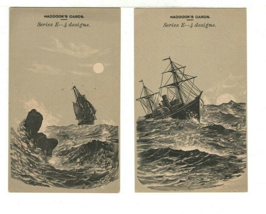 c1880’s: Two Different Haddook’s Sample Cards Series E-4 Designs – 4.6” x 2.8”