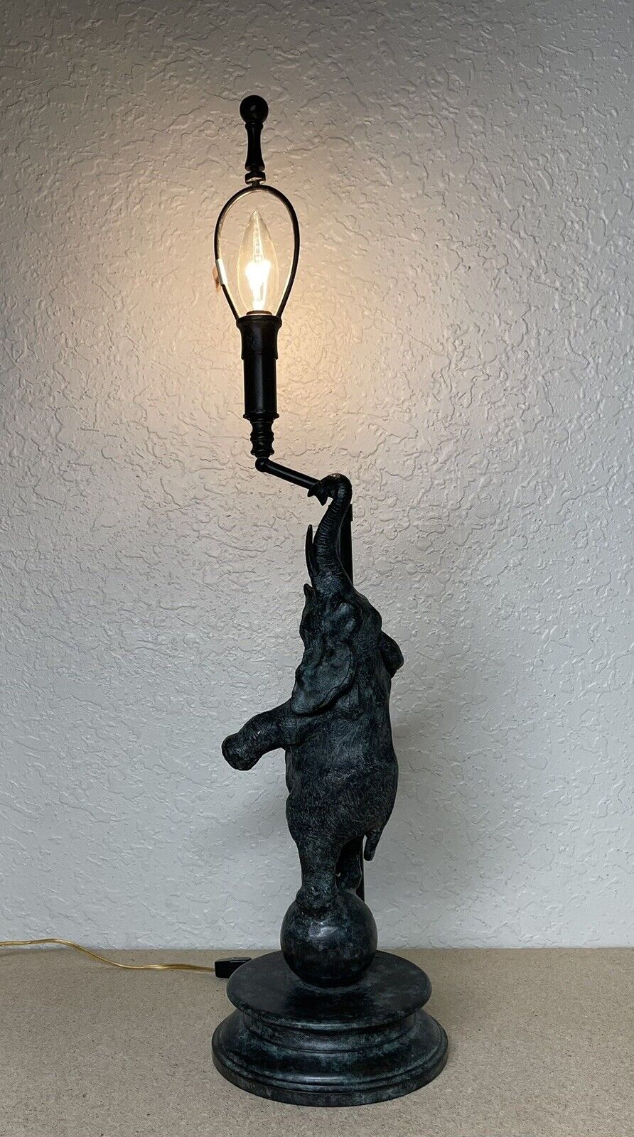 Antique Bronze Maitland Smith Whimsical Dancing Elephant Lamp