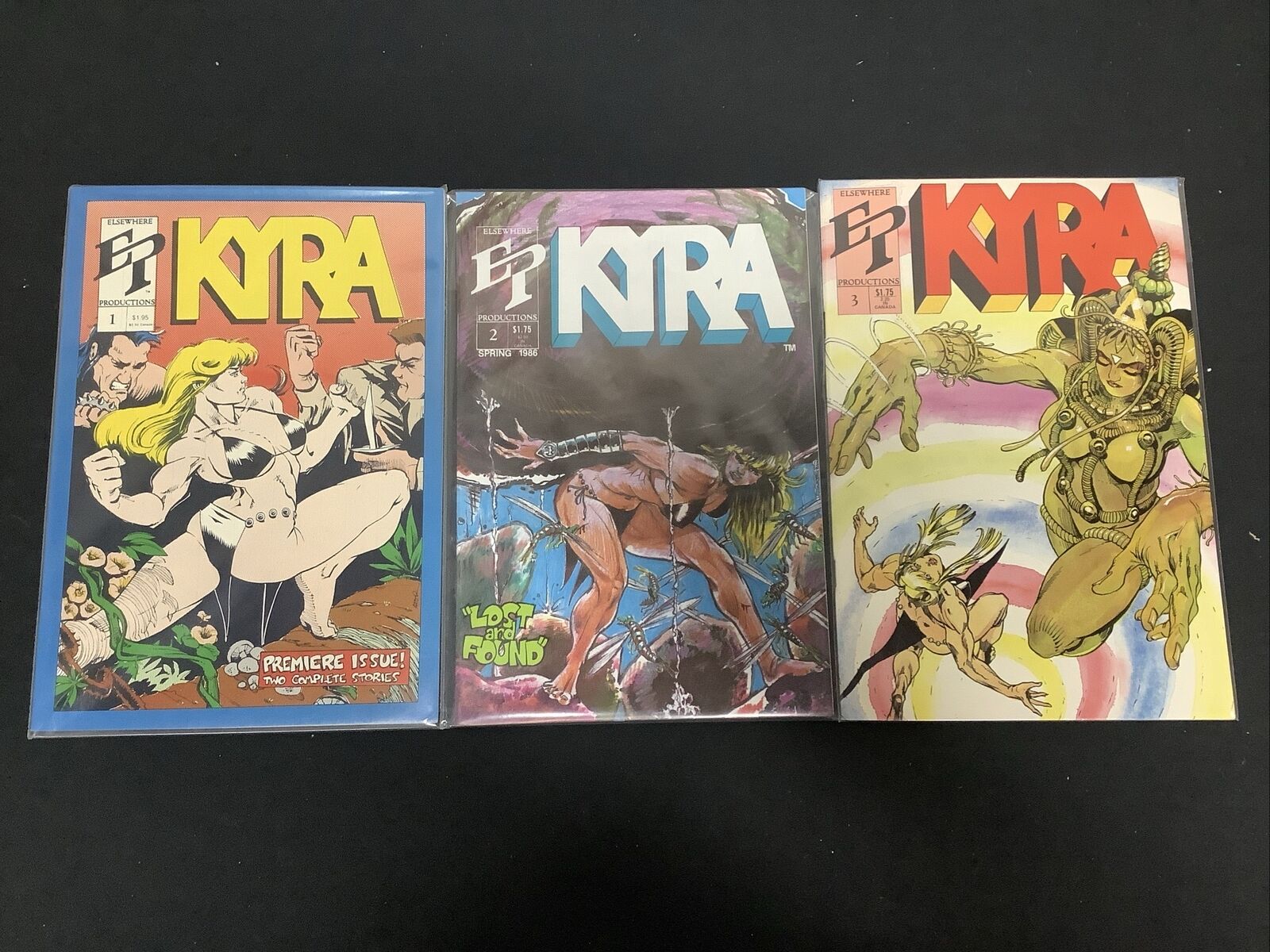 Kyra #1-3 Comic Lot, Misters Of The Jungle, Elsewhere Productions, 1985-1987