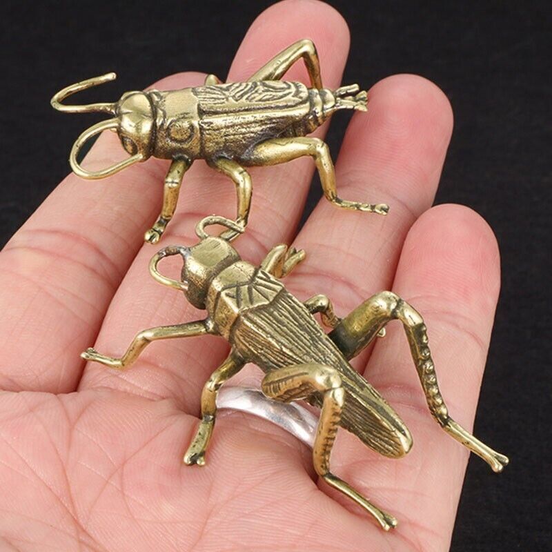 2pcs Brass Cricket Figurine Statue Insect Animal Figurines Toys House Decoration