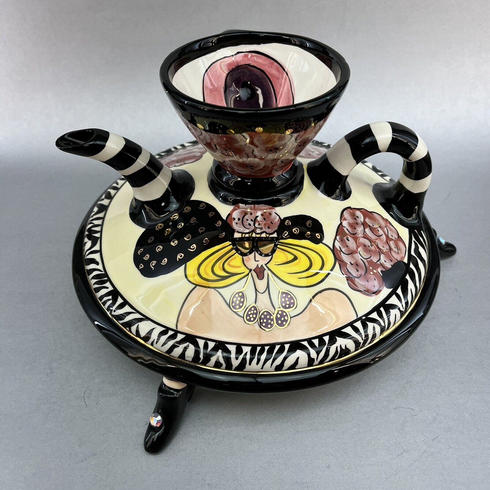 SWAK Lynda Corneille Pottery Teapot Glam Lady Teacup Ceramic Glitz Chintz