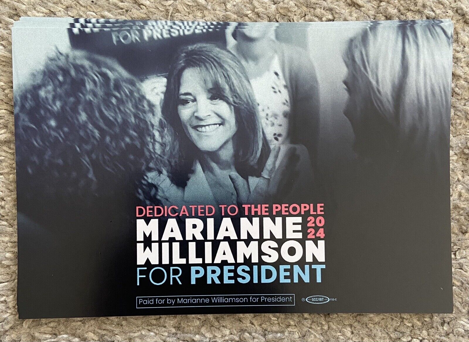 Marianne Williamson Pamphlet Palm Card President 2024 Official Political Dem