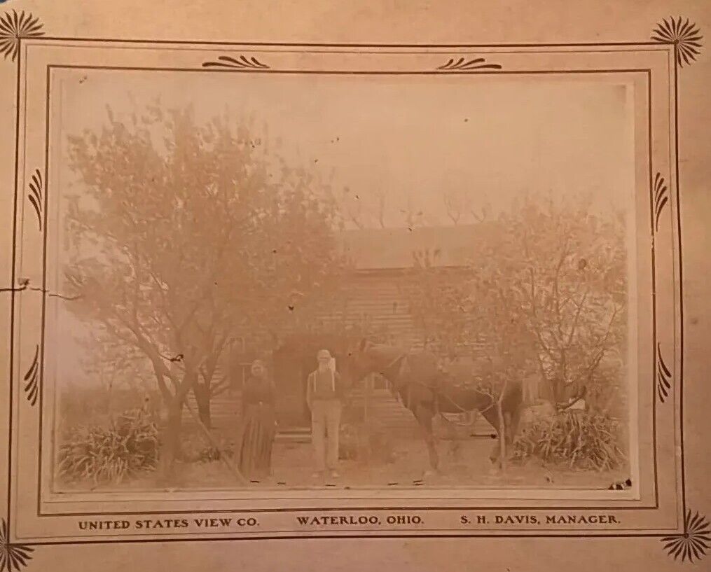 ANTIQUE VTG CIRCA 1870s 1880s B&W CABINET CARD HOMESTEAD PHOTO 