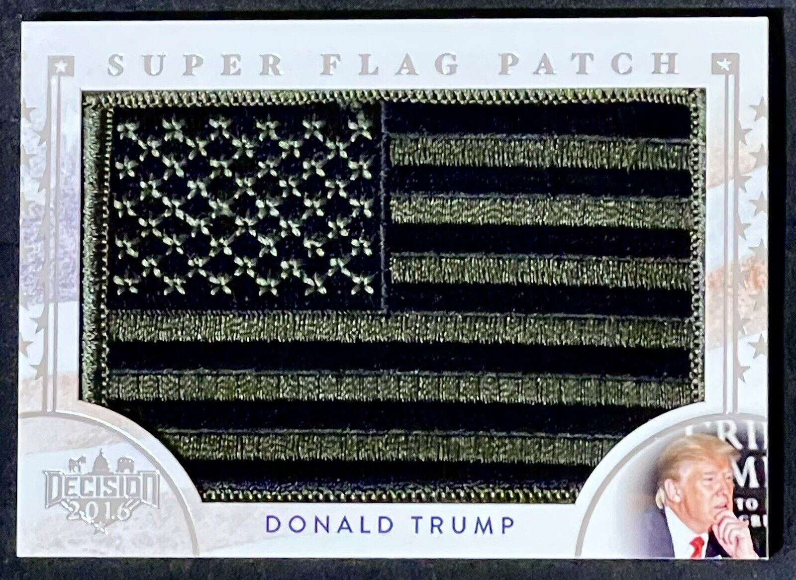 2016 Leaf Decision Super Flag Jumbo Patch Donald Trump  Black Camo Rare Clean