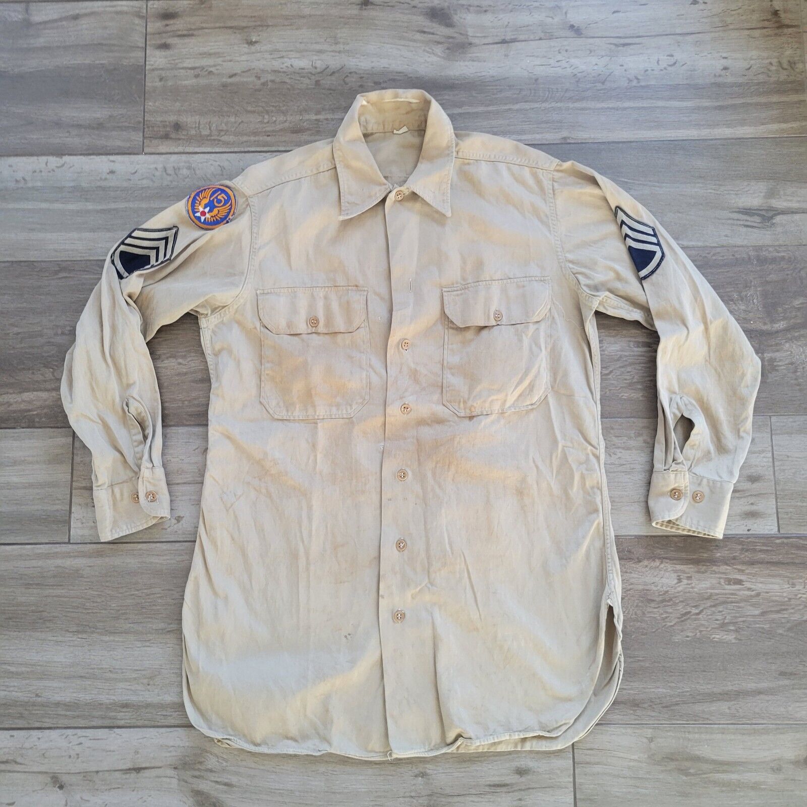Vintage WWII 15th USAF Twill Shirt Well Worn USA
