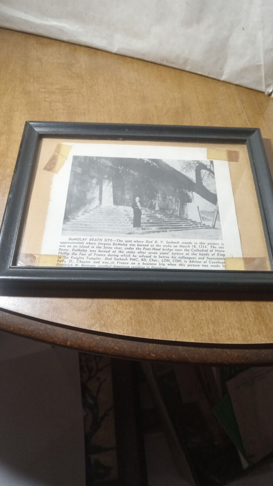 Masonic DeMolay History Of DeMolay Death Site Photo In Frame Vintage Rare