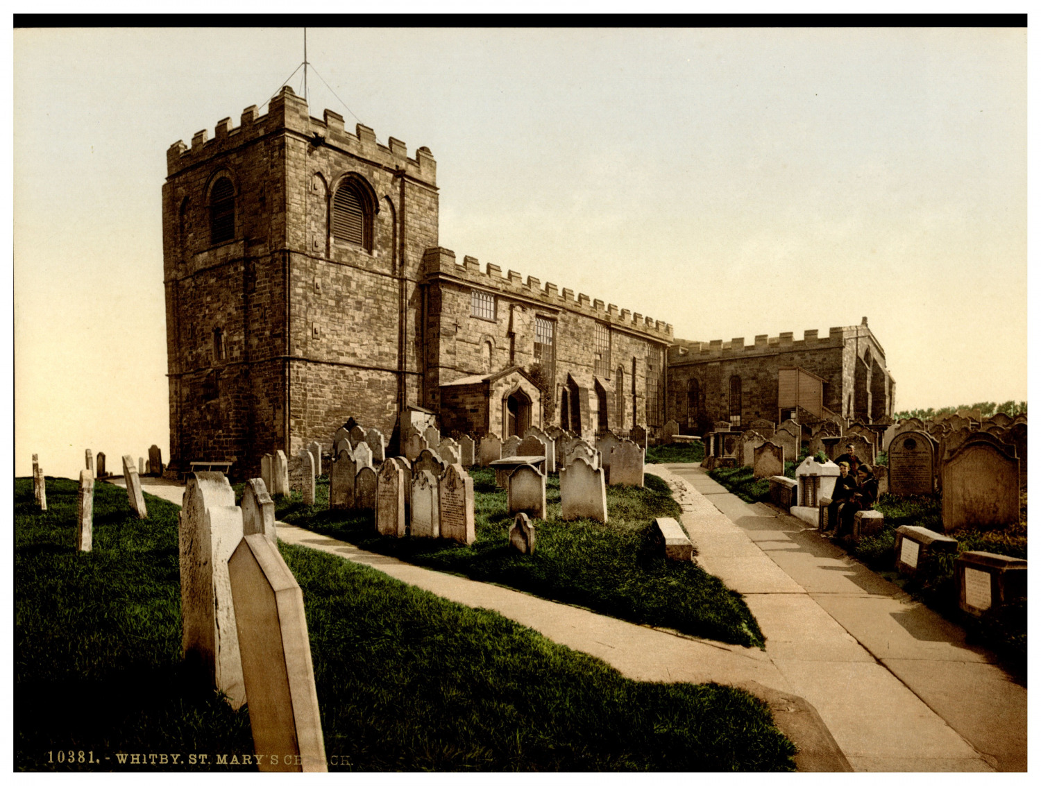 Yorkshire. Whitby. St. Mary\'s Church.  Vintage Photochrome by P.Z, Photochrome Z