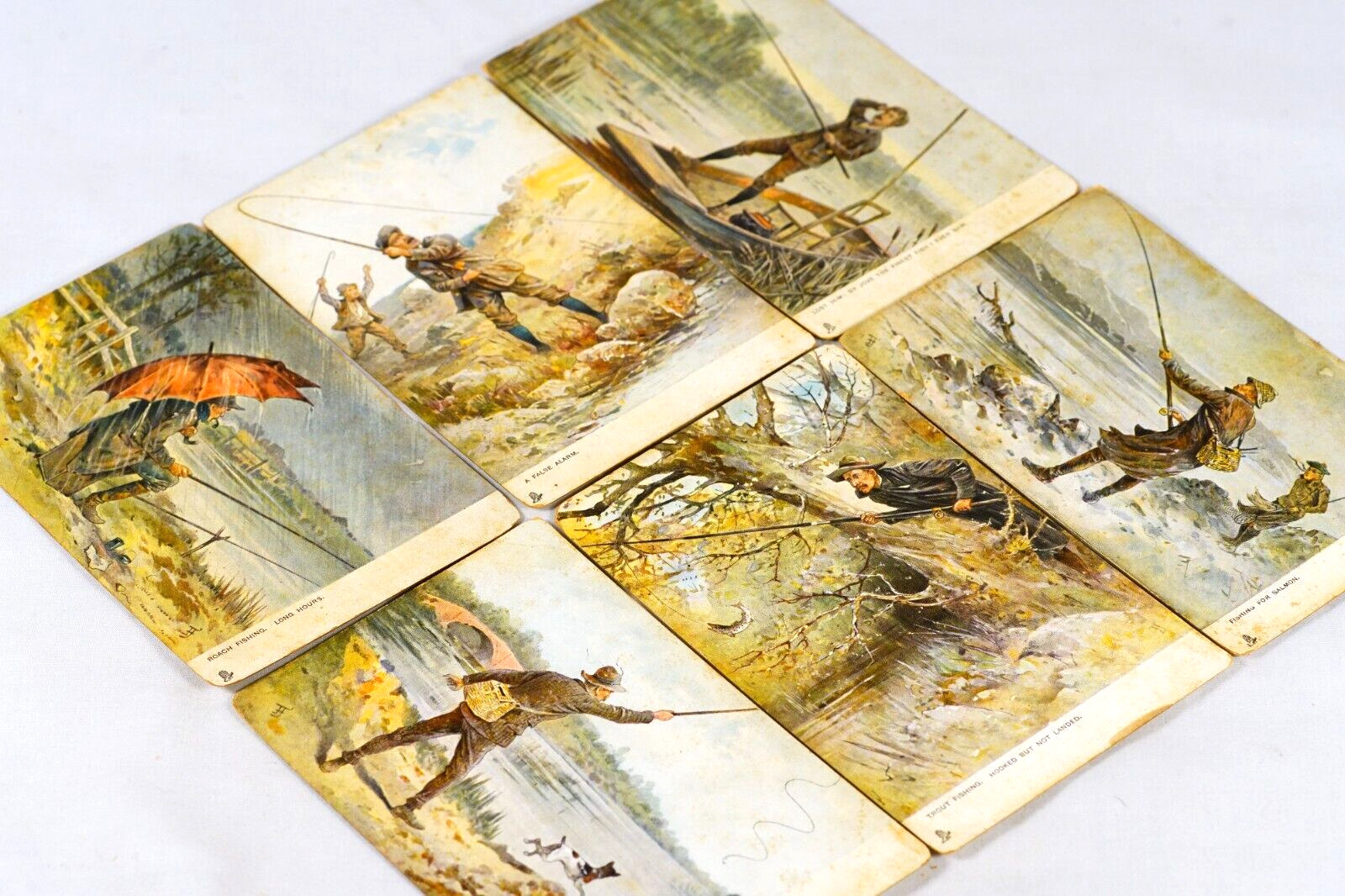 1905 Tucks Connoisseur Postcards Trout Salmon Fly Fishing Postcard Partial Set