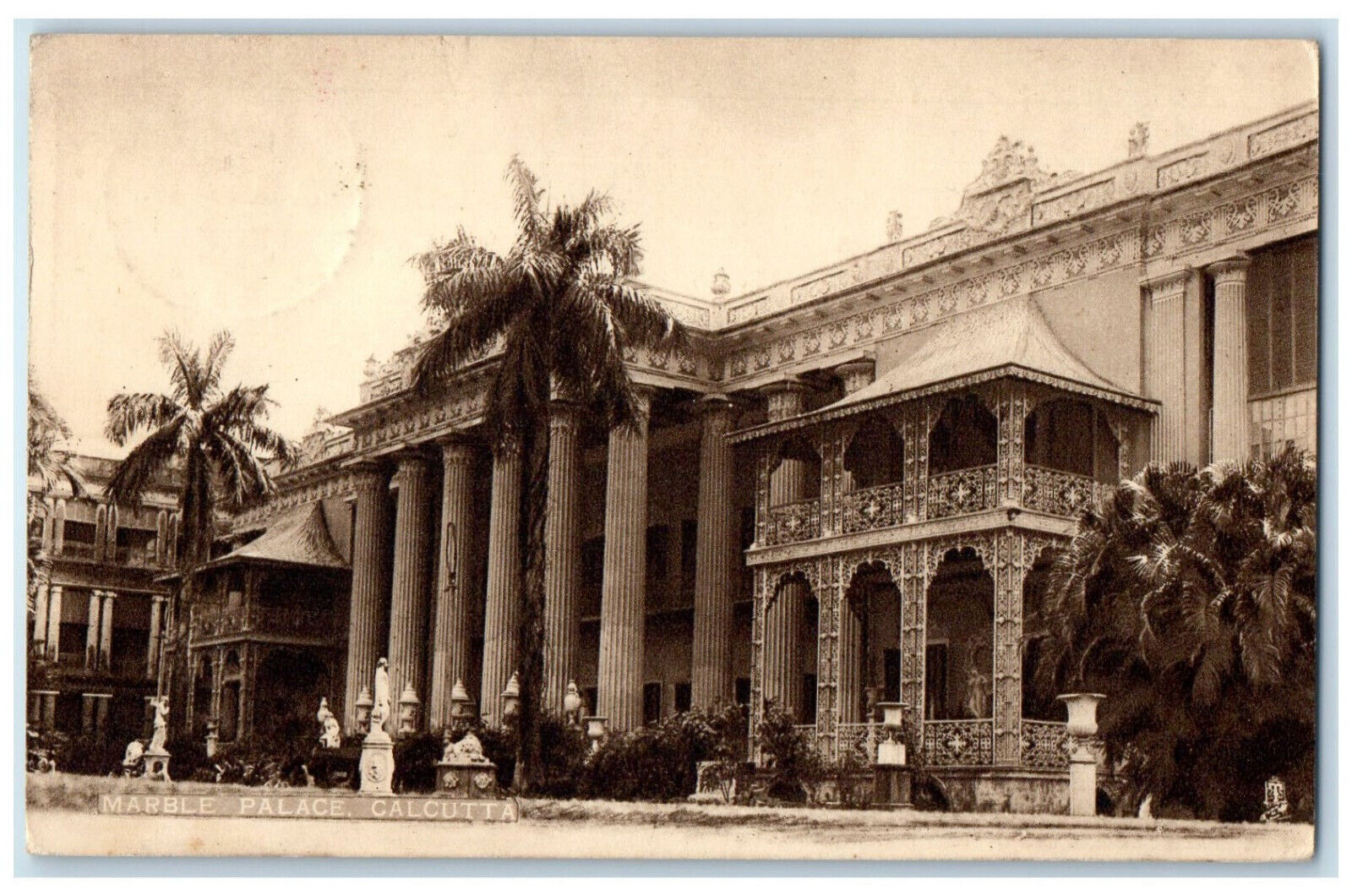 1938 Marble Palace Calcutta (Kolkata) India Tuck Art Posted Vintage Postcard