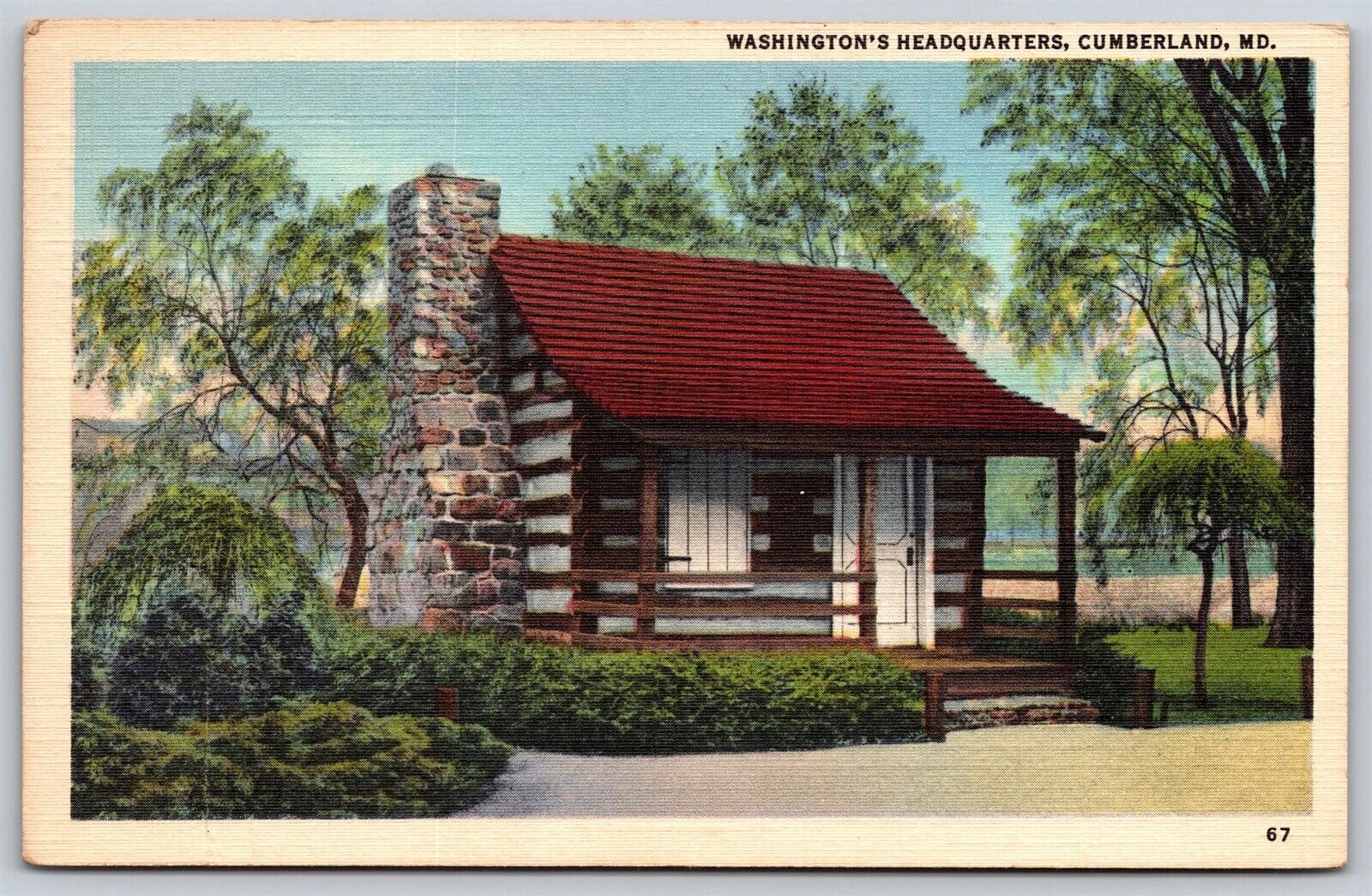 Postcard Washington\'s Headquarters, Cumberland, Maryland linen 1947 L186
